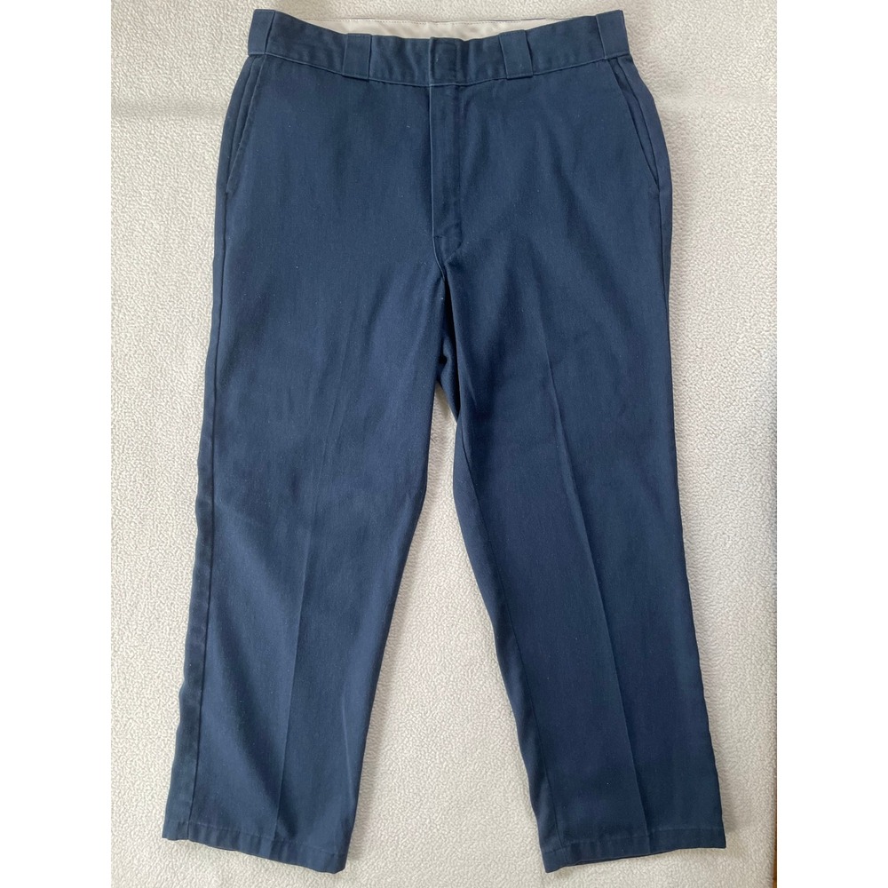 Dickies Mens 34x28 Work Pants Navy Blue Elite Straight Leg Twill Trousers